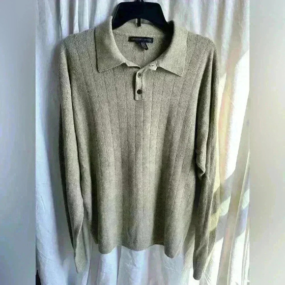 Geoffrey Beene Tan Collared Long Sleeve Sweater Size XL - Picture 1 of 3